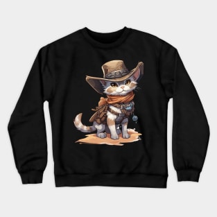 Cute Sheriff Cat with a Cowboy Hat Crewneck Sweatshirt